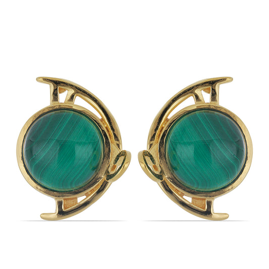 Goldplattierte Silberohrringe mit Wales Malachit