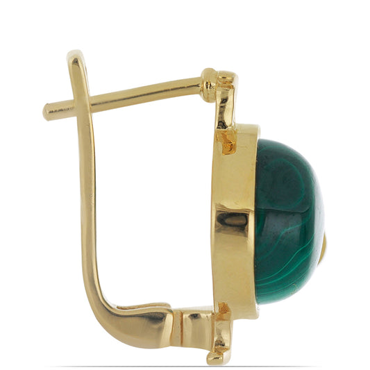 Goldplattierte Silberohrringe mit Wales Malachit