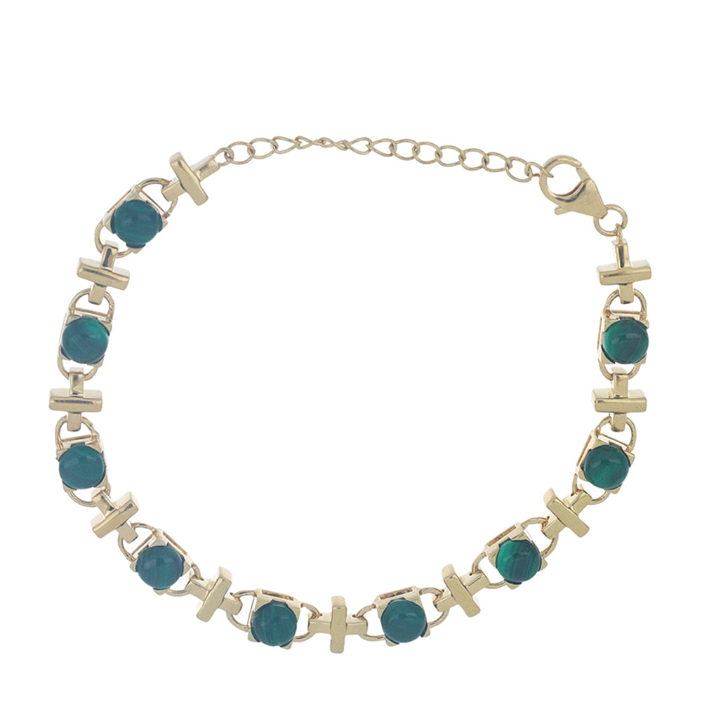 Goldplattiertes Silberarmband mit Wales Malachit 1 