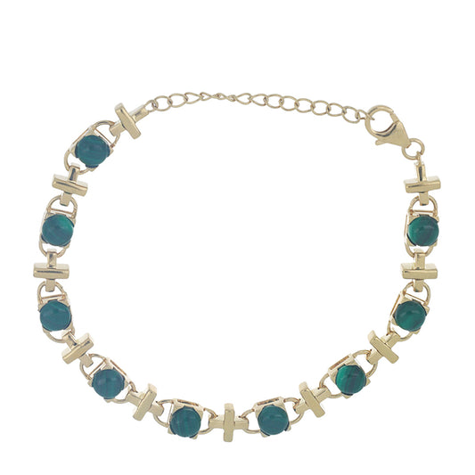 Goldplattiertes Silberarmband mit Wales Malachit