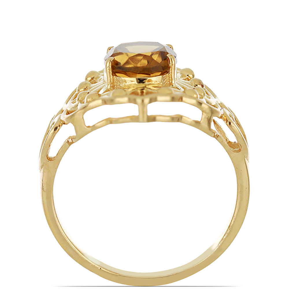 Goldplattierter Silberring mit Cognac-Quarz 2 