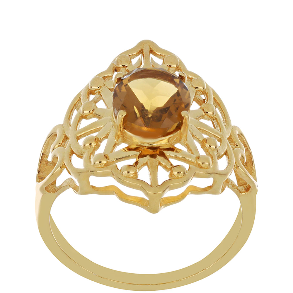 Goldplattierter Silberring mit Cognac-Quarz 4 