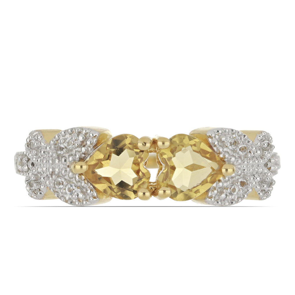 Goldplattierter Silberring mit Cognac-Quarz und weißem Topas 1 