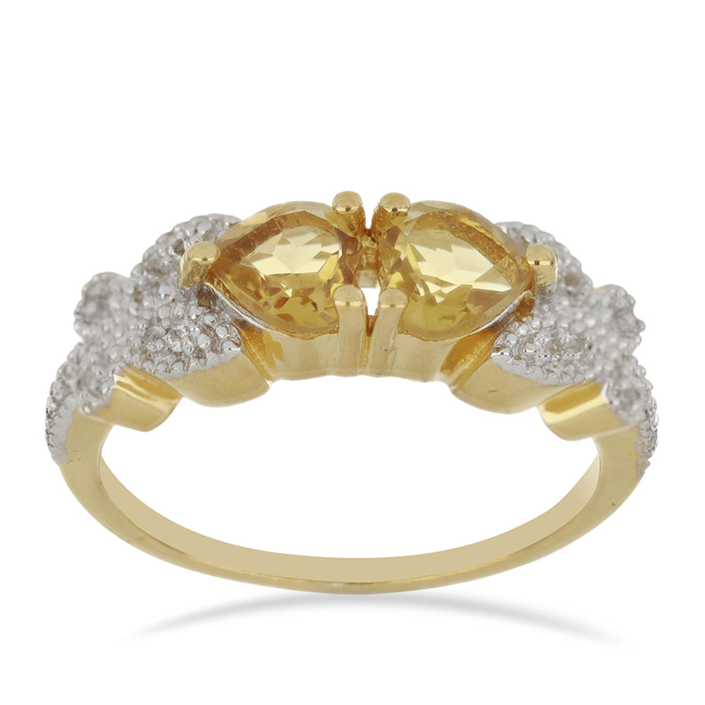 Goldplattierter Silberring mit Cognac-Quarz und weißem Topas 2 