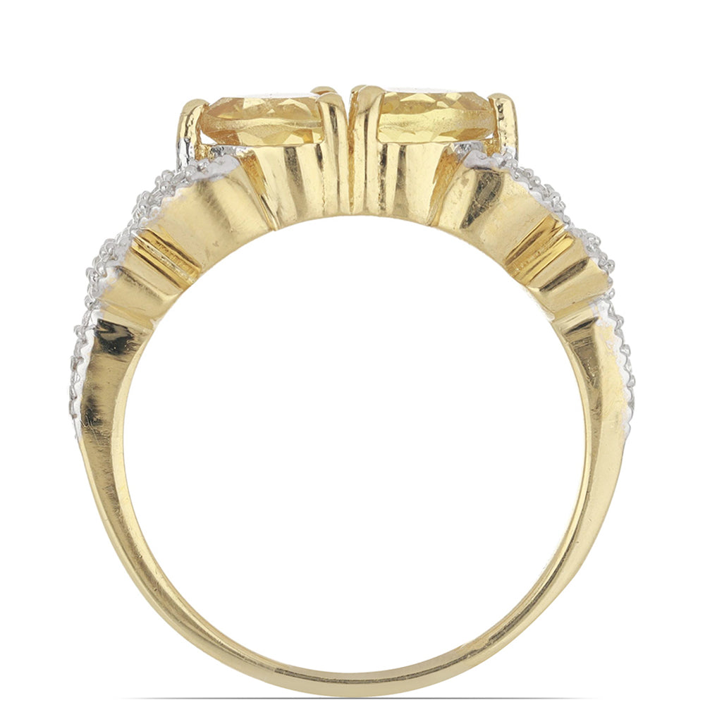 Goldplattierter Silberring mit Cognac-Quarz und weißem Topas