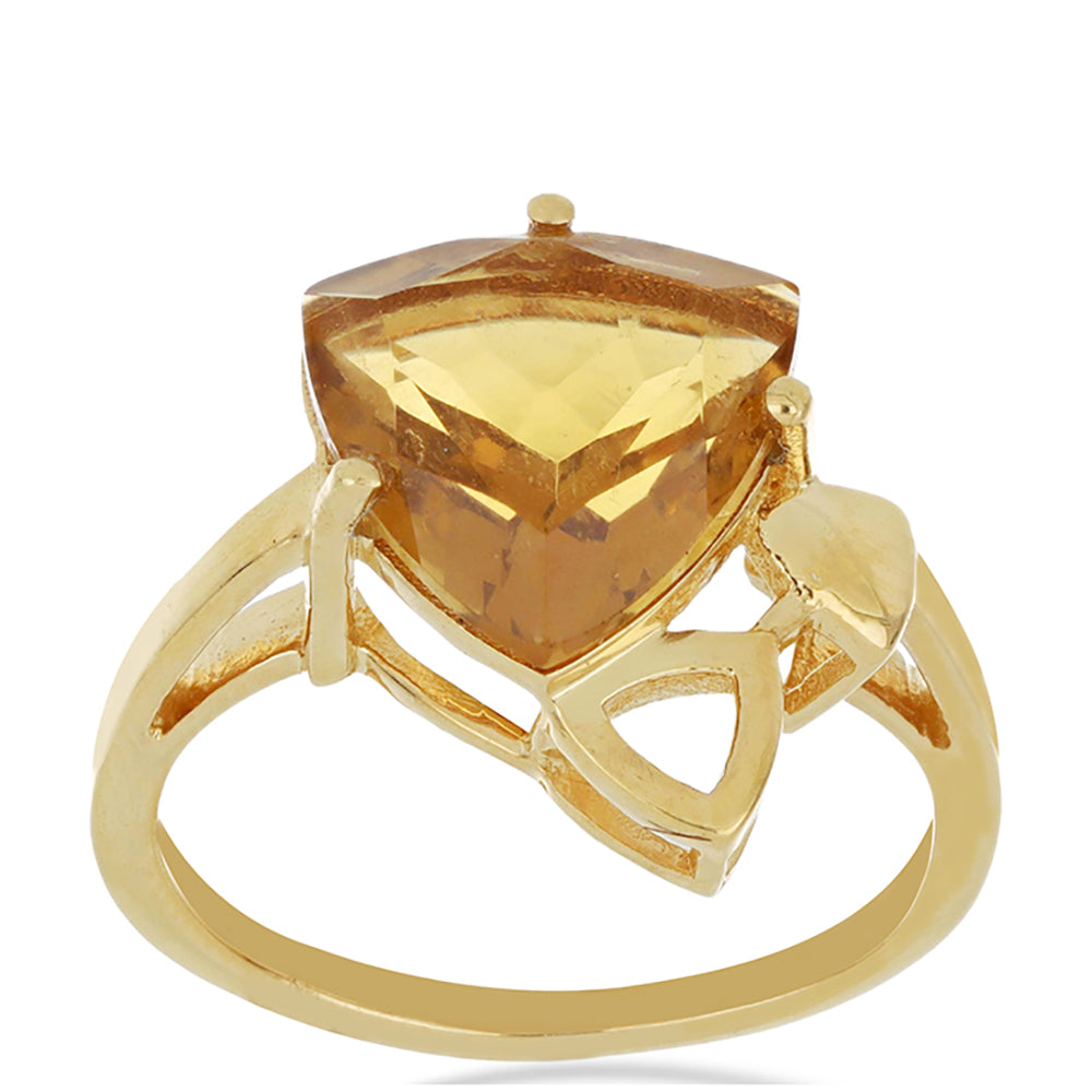 Goldplattierter Silberring mit Cognac-Quarz 3 