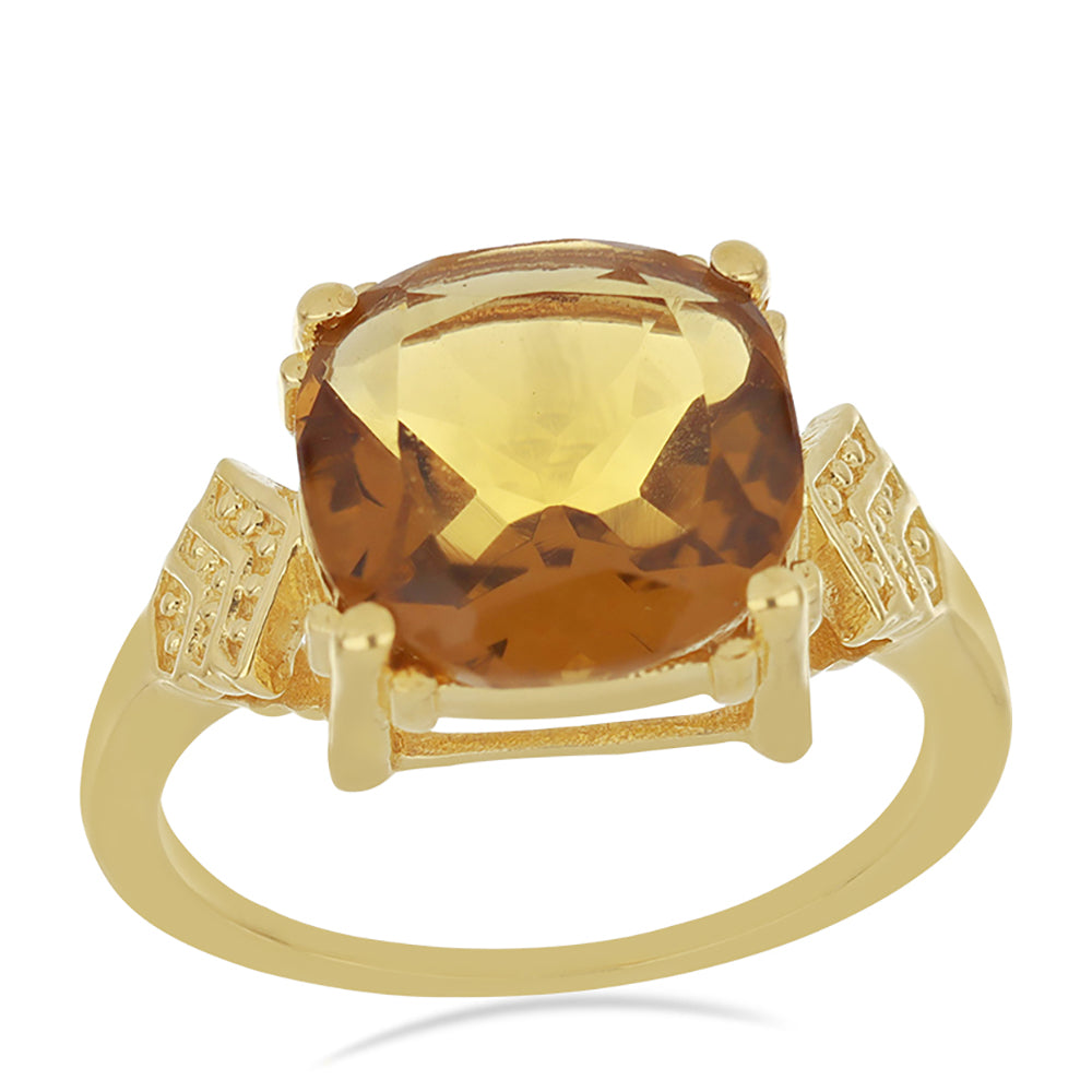 Goldplattierter Silberring mit Cognac-Quarz 2 