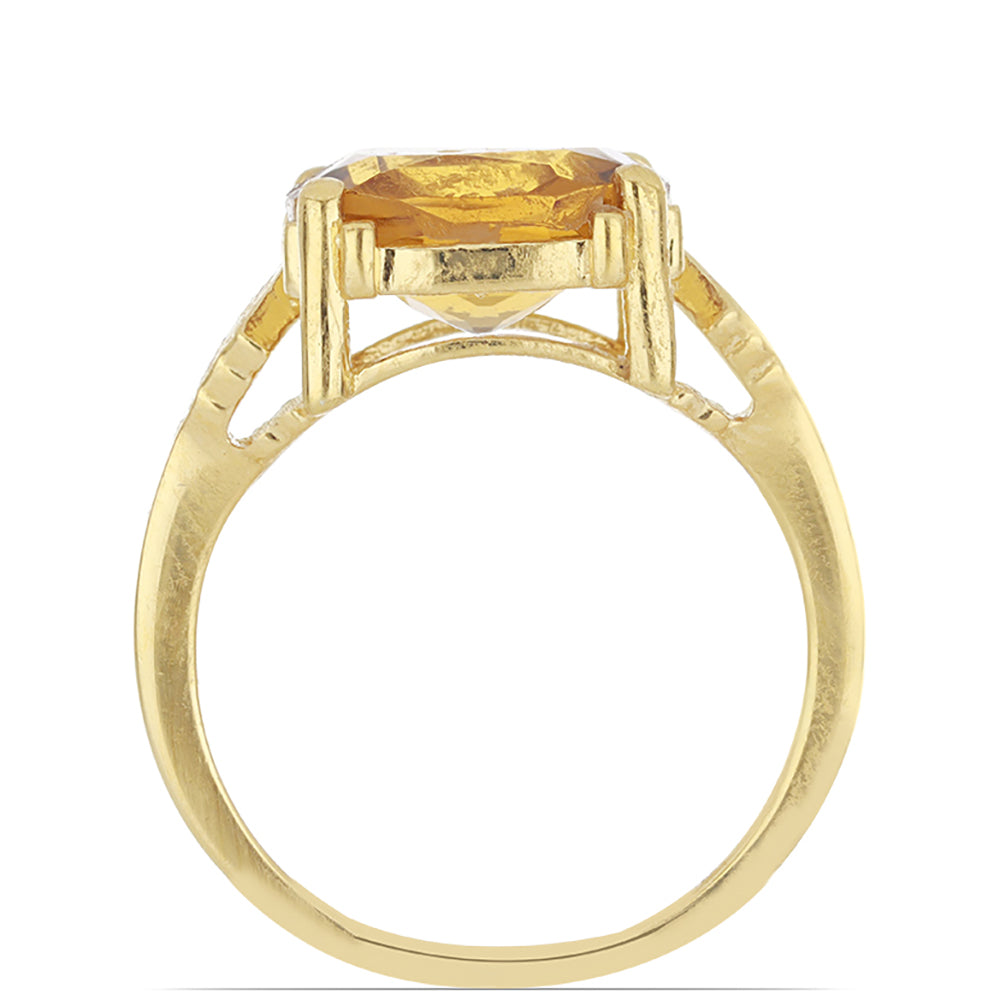 Goldplattierter Silberring mit Cognac-Quarz