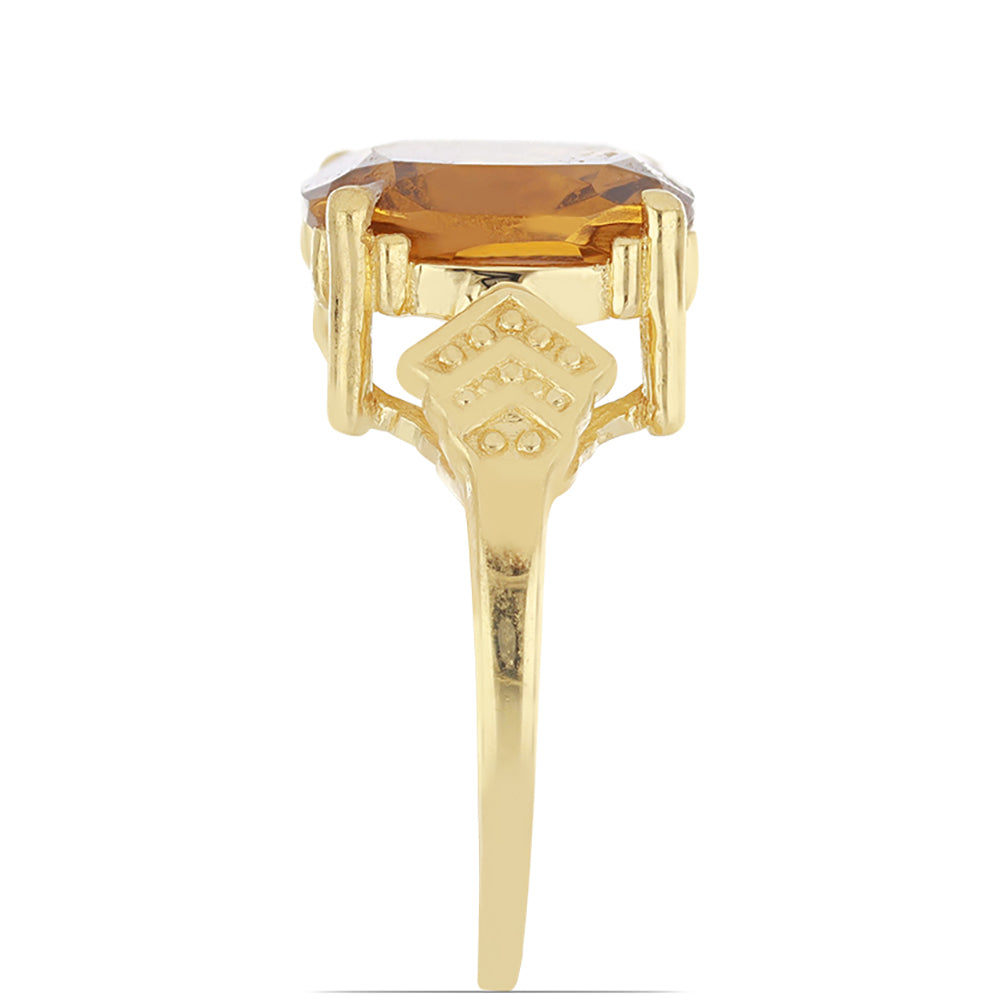 Goldplattierter Silberring mit Cognac-Quarz