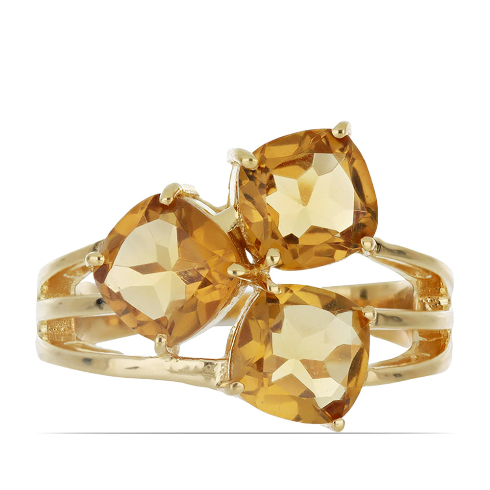 Goldplattierter Silberring mit Cognac-Quarz