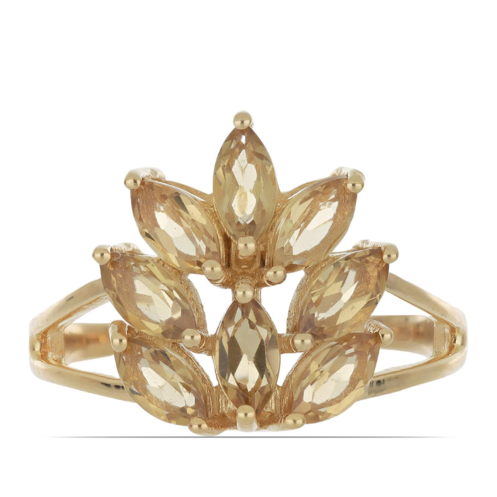 Goldplattierter Silberring mit Cognac-Quarz 1 