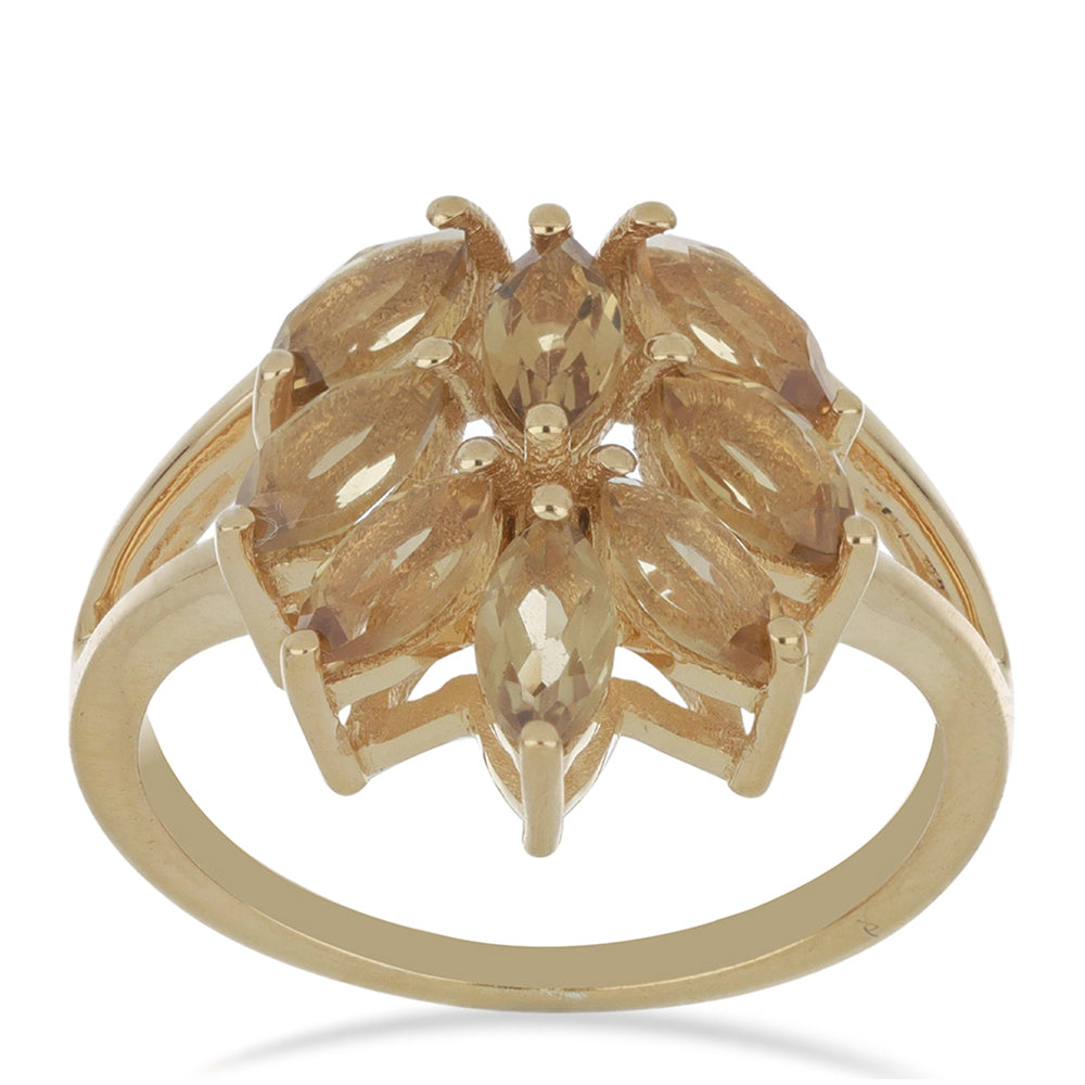 Goldplattierter Silberring mit Cognac-Quarz