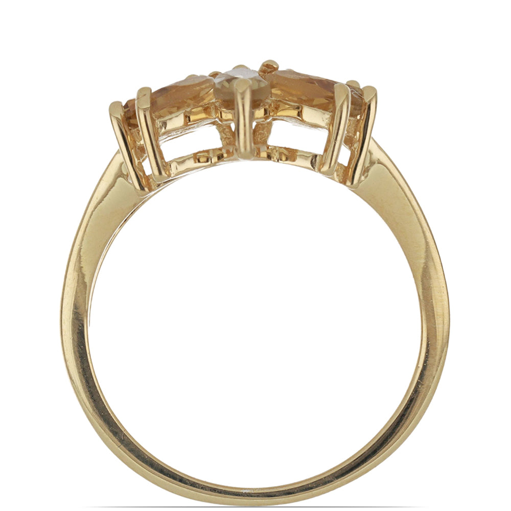 Goldplattierter Silberring mit Cognac-Quarz