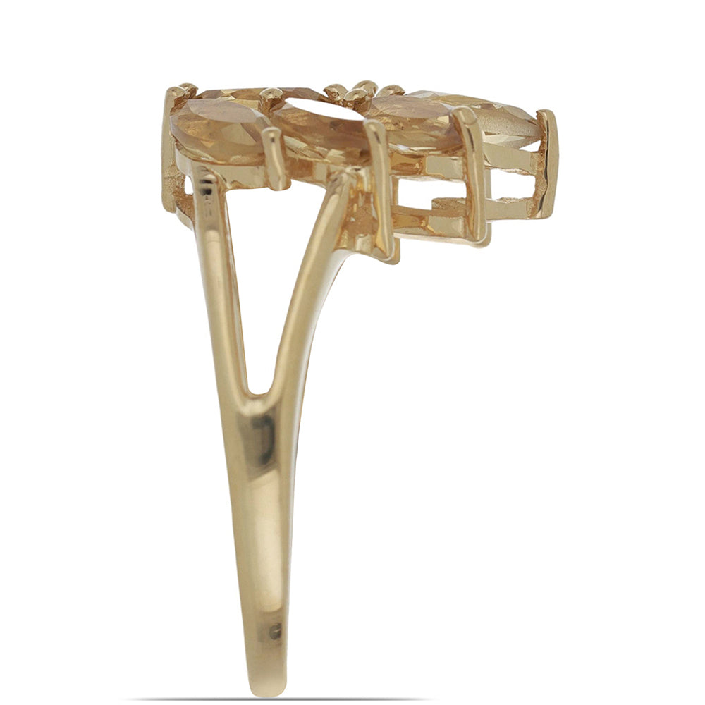 Goldplattierter Silberring mit Cognac-Quarz