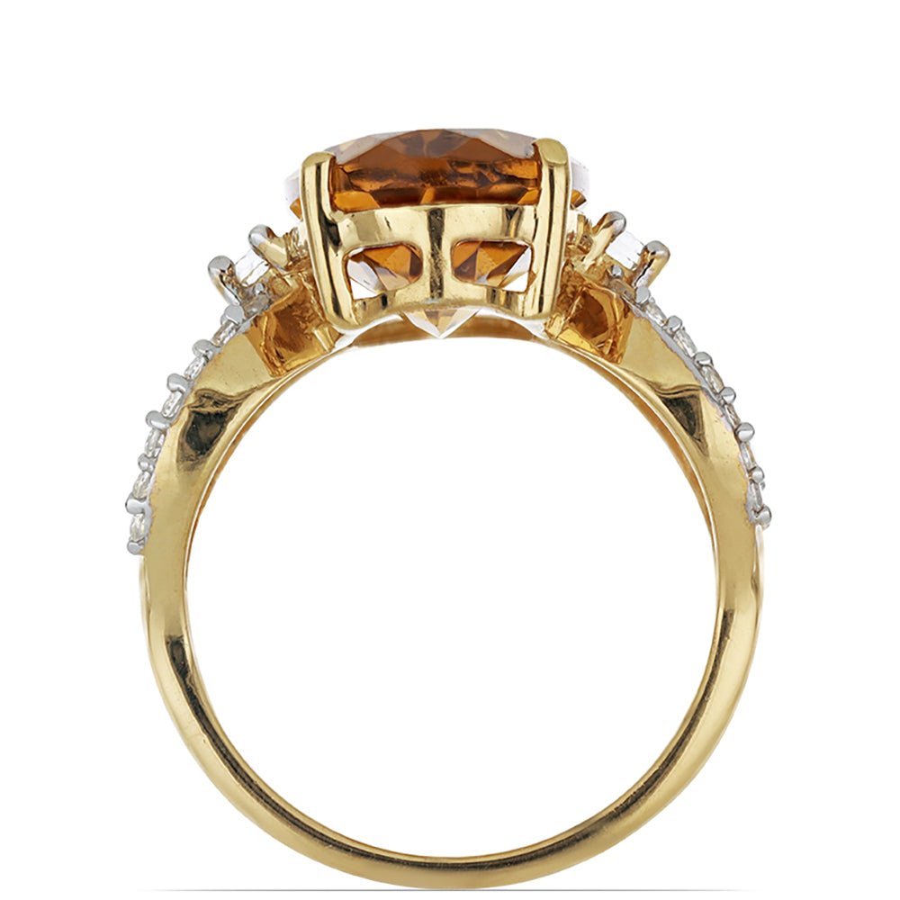 Goldplattierter Silberring mit Cognac-Quarz und weißem Topas 4 