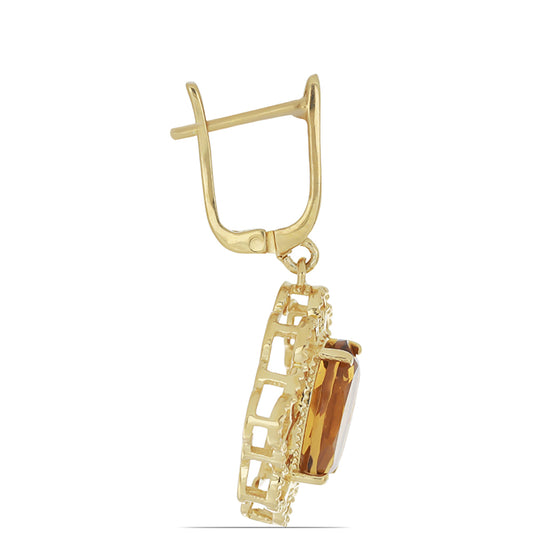 Goldplattierte Silberohrringe mit Cognac-Quarz