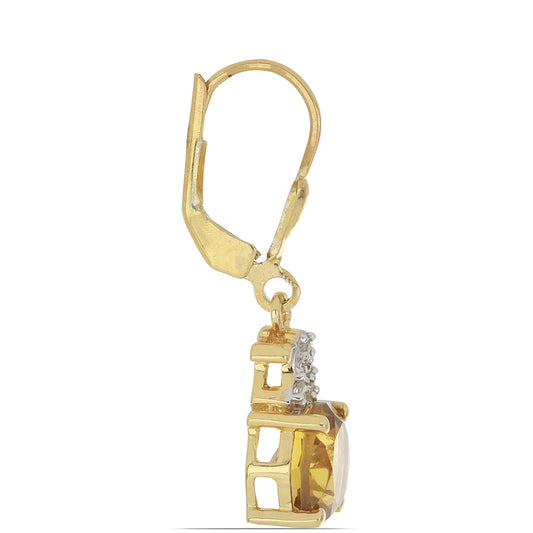 Goldplattierte Silberohrringe mit Cognac-Quarz und weißem Topas