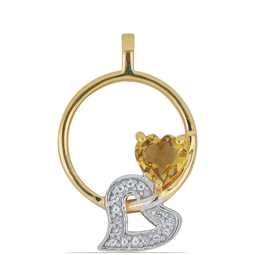 Goldplattierter Silberanhänger mit Cognac-Quarz und weißem Topas