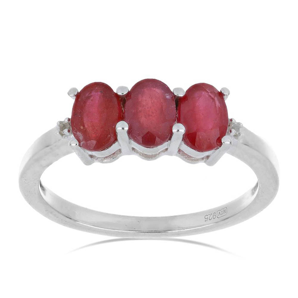 Silberring mit Rubin aus Madagaskar und weißem Topas