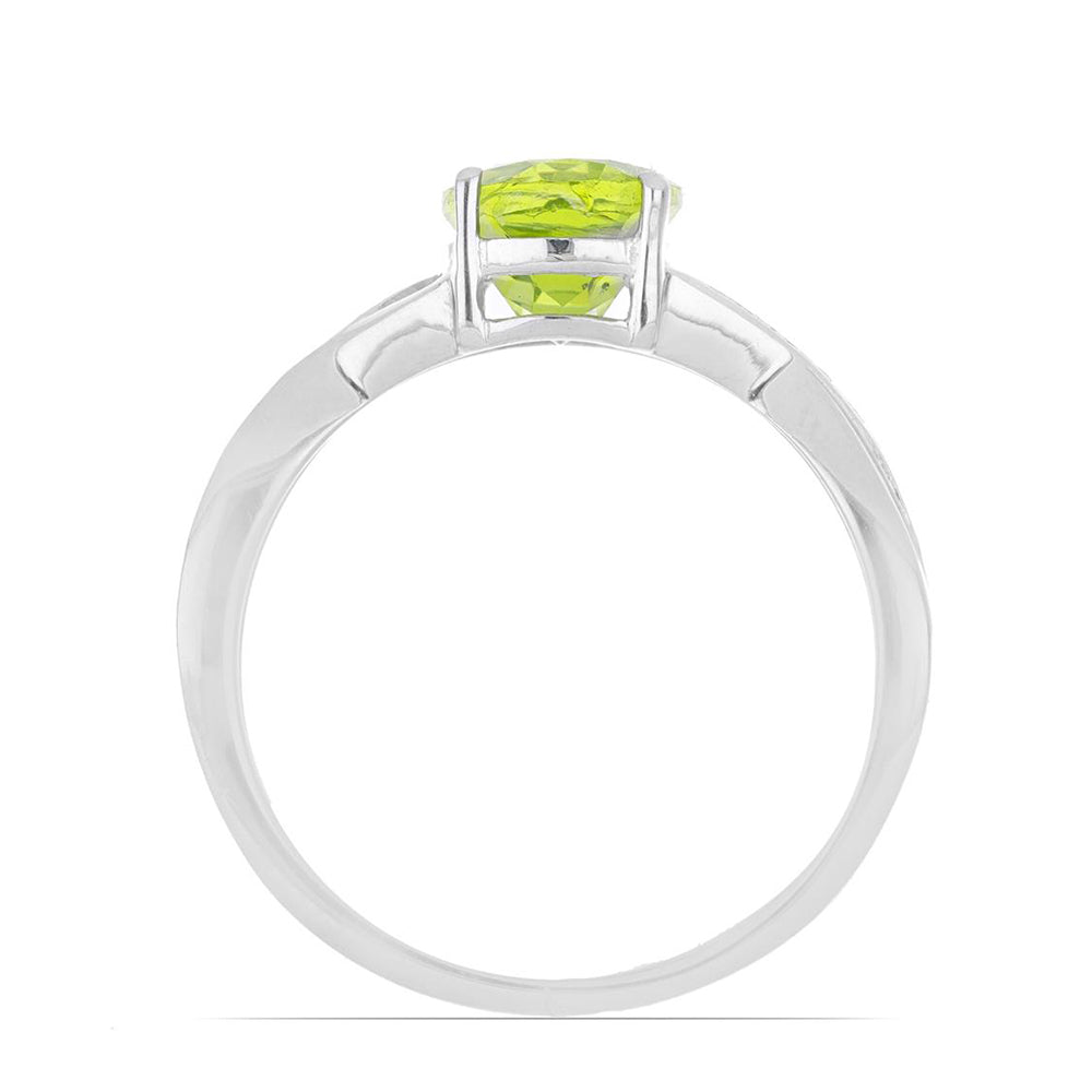 Silberring mit Peridot aus Changbai und weißem Topas
