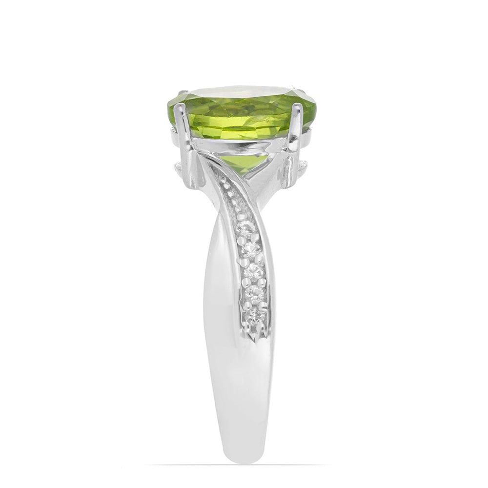 Silberring mit Peridot aus Changbai und weißem Topas