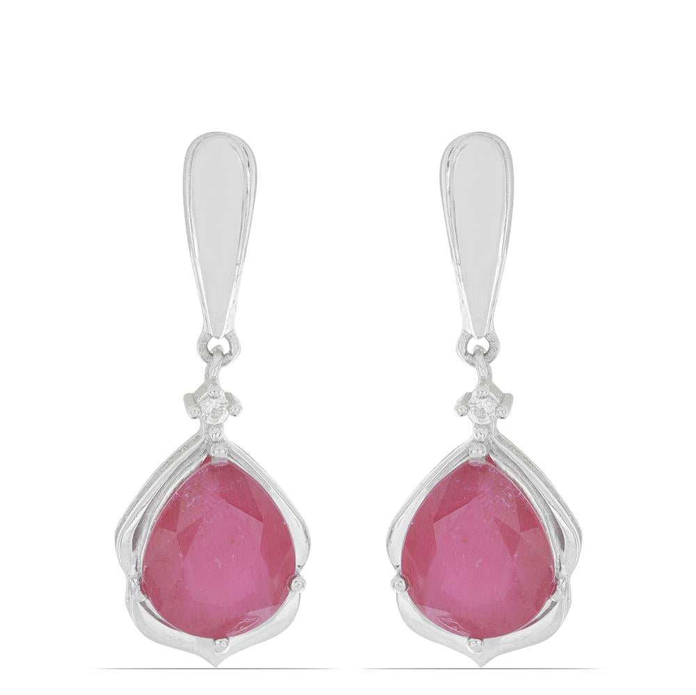 Silberohrringe mit Rubin aus Madagaskar und weißem Topas 1 