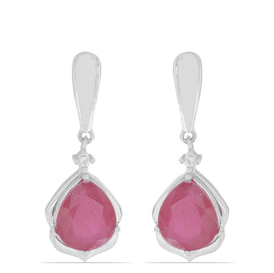 Silberohrringe mit Rubin aus Madagaskar und weißem Topas