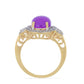 Goldplattierter Silberring mit lila Achat und weißem Topas