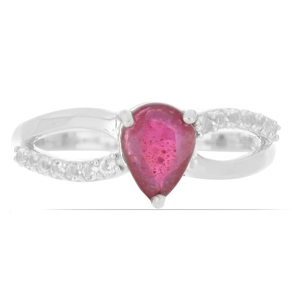 Silberring mit Rubin aus Madagaskar und weißem Topas