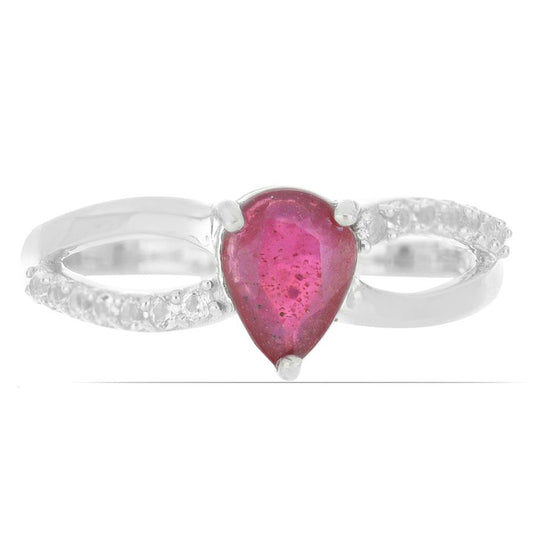 Silberring mit Rubin aus Madagaskar und weißem Topas