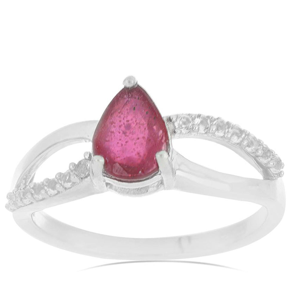 Silberring mit Rubin aus Madagaskar und weißem Topas 2 