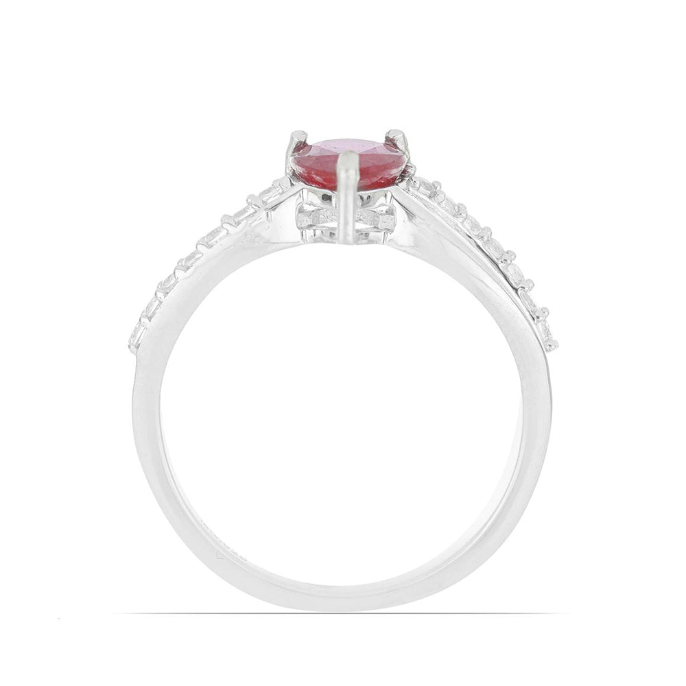 Silberring mit Rubin aus Madagaskar und weißem Topas
