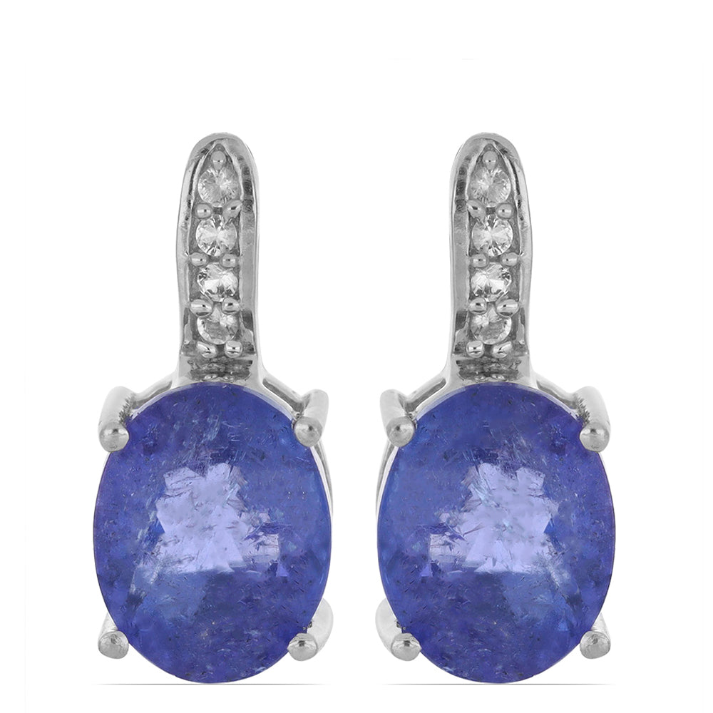 Silberohrringe mit Tansanit und weißem Topas 1 