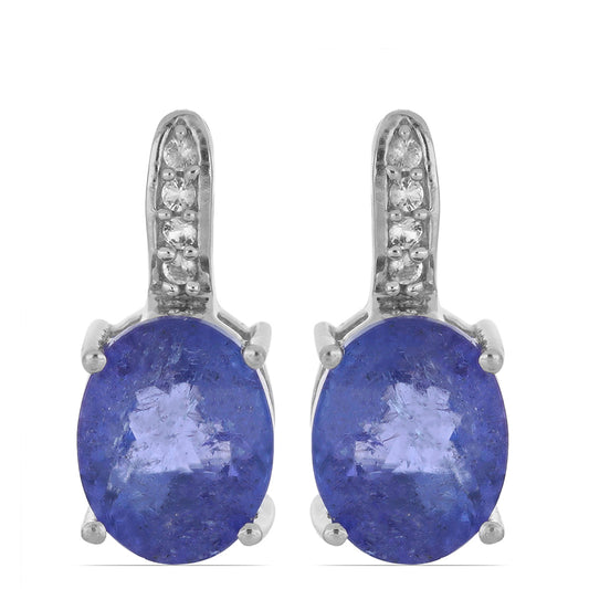 Silberohrringe mit Tansanit und weißem Topas