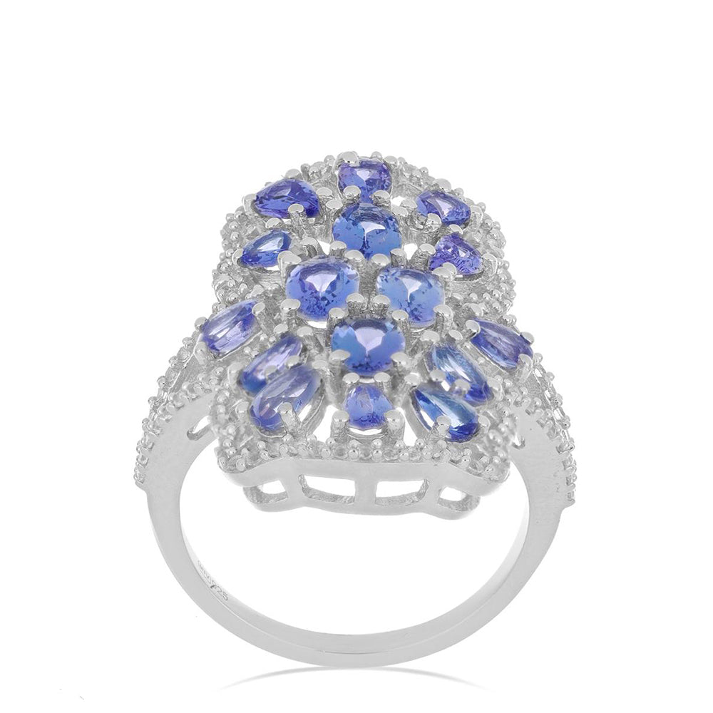 Silberring mit Tansanit und weißem Topas