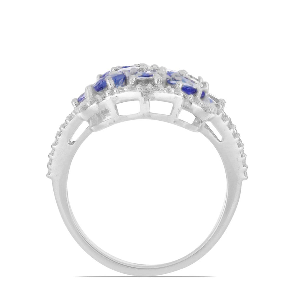 Silberring mit Tansanit und weißem Topas 3 