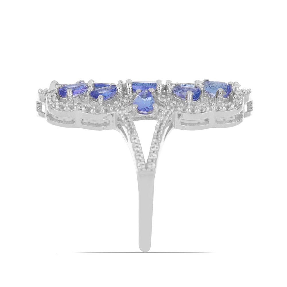 Silberring mit Tansanit und weißem Topas