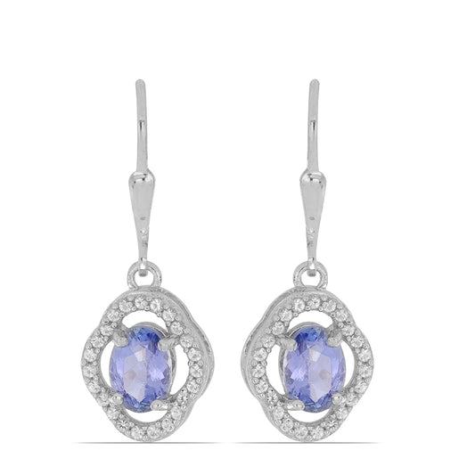 Silberohrringe mit Tansanit und weißem Topas