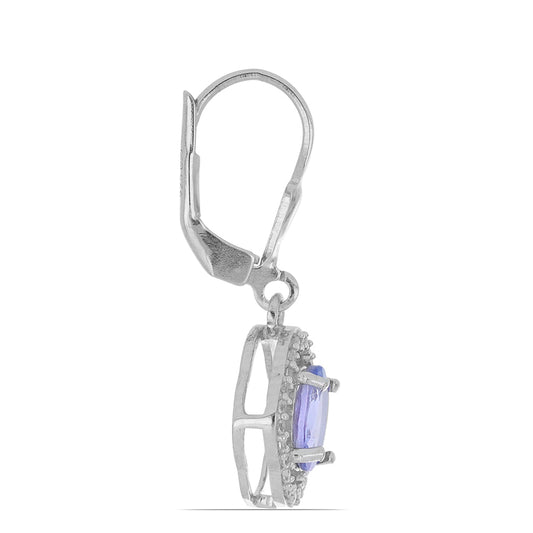 Silberohrringe mit Tansanit und weißem Topas