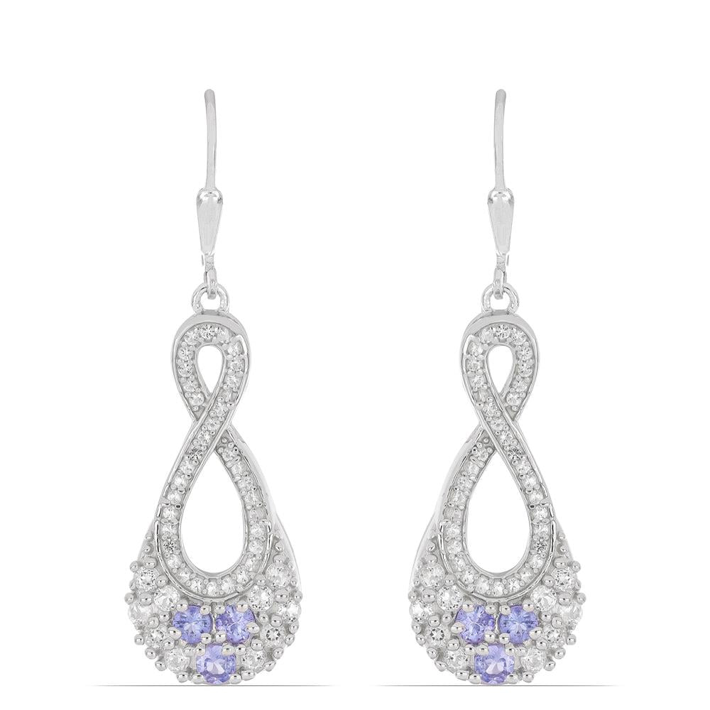 Silberohrringe mit Tansanit und weißem Topas