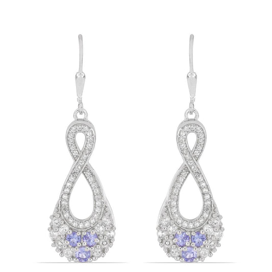 Silberohrringe mit Tansanit und weißem Topas