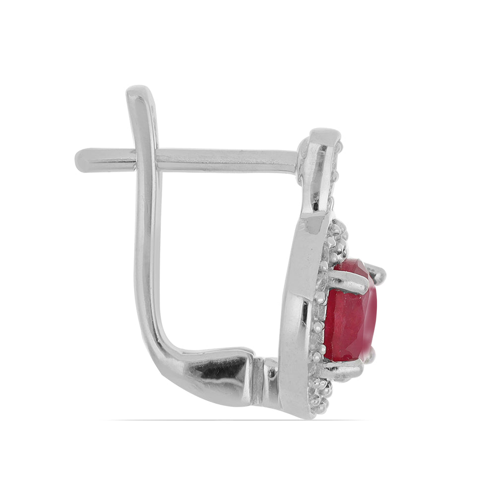 Silberohrringe mit Rubin aus Madagaskar und weißem Topas