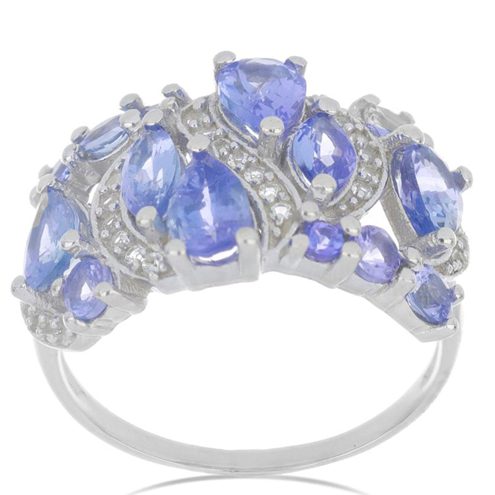 Silberring mit Tansanit und weißem Topas 4 