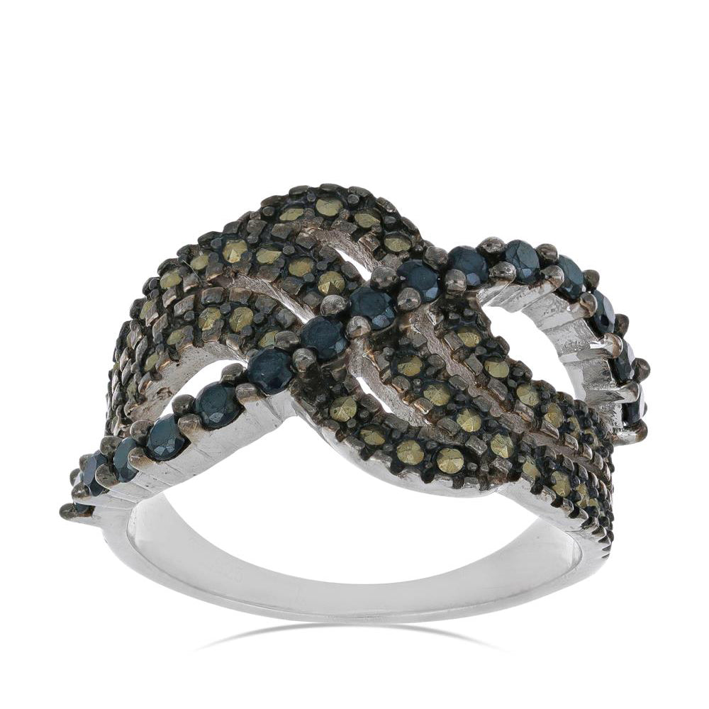 Silberring mit österreichischem Markasit und schwarzem Spinell aus Gorno Badakhshan 4 