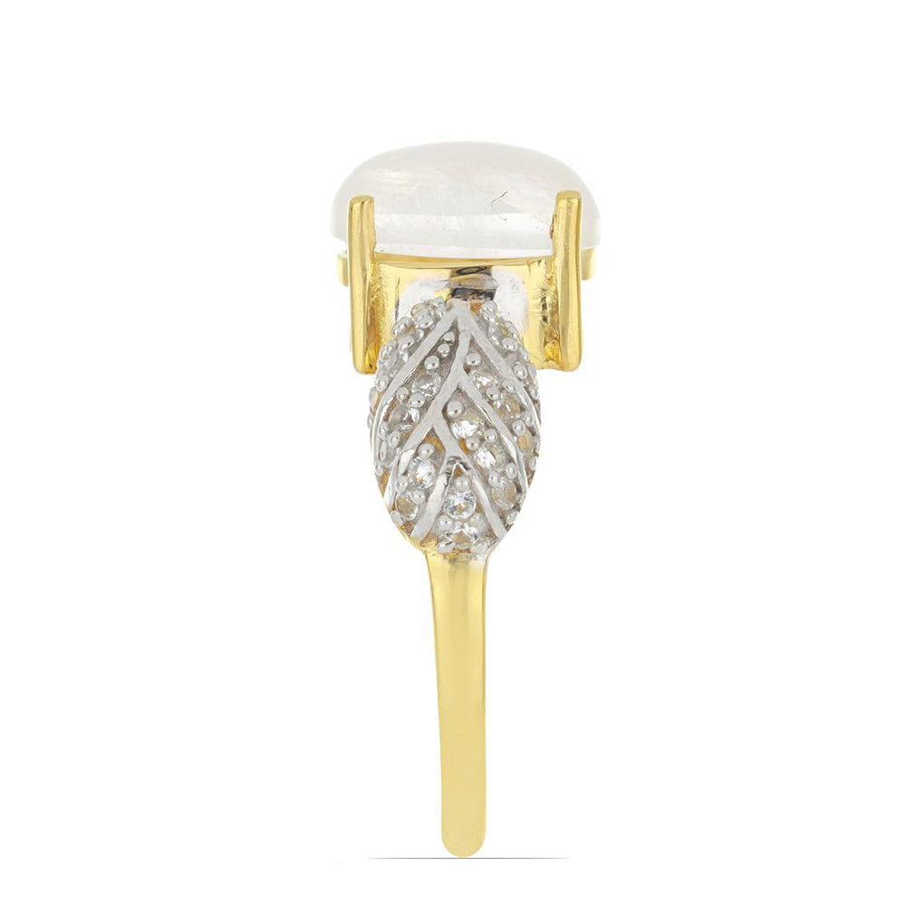 Goldplattierter Silberring mit Regenbogenmondstein aus Grant County und weißem Topas 4 