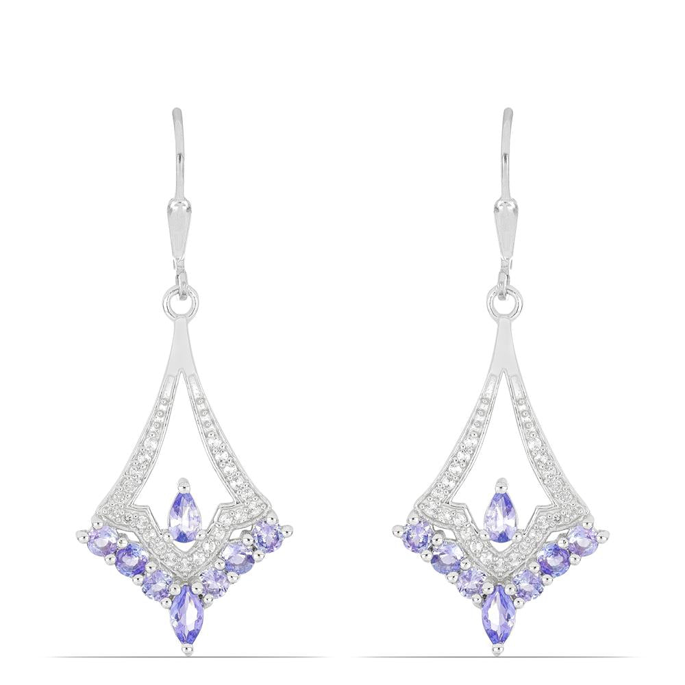 Silberohrringe mit Tansanit und weißem Topas 1 