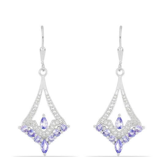 Silberohrringe mit Tansanit und weißem Topas