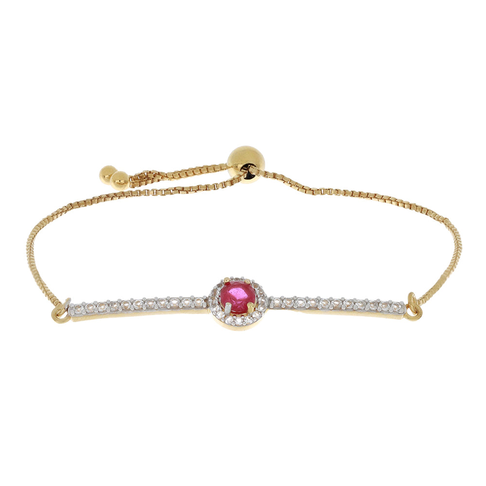 Goldplattiertes Silberarmband mit Rubin aus Madagaskar und weißem Topas 1 