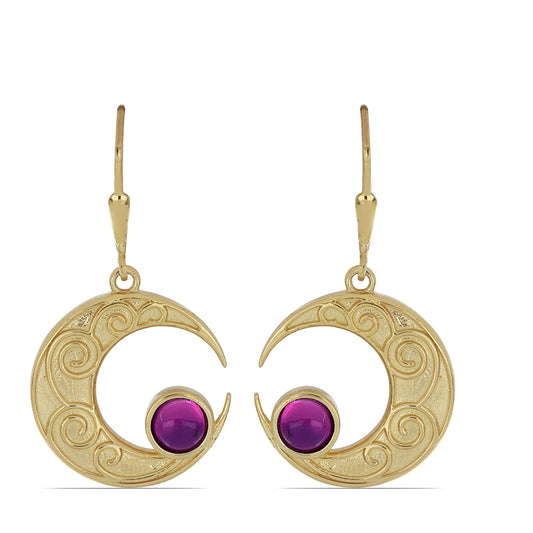 Goldplattierte Silberohrringe mit lila Achat