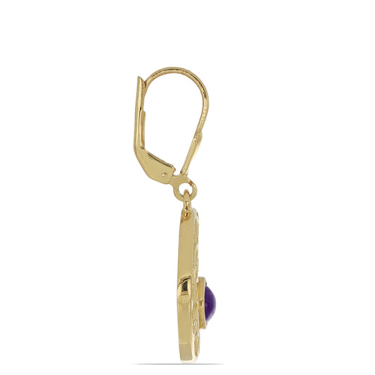 Goldplattierte Silberohrringe mit lila Achat